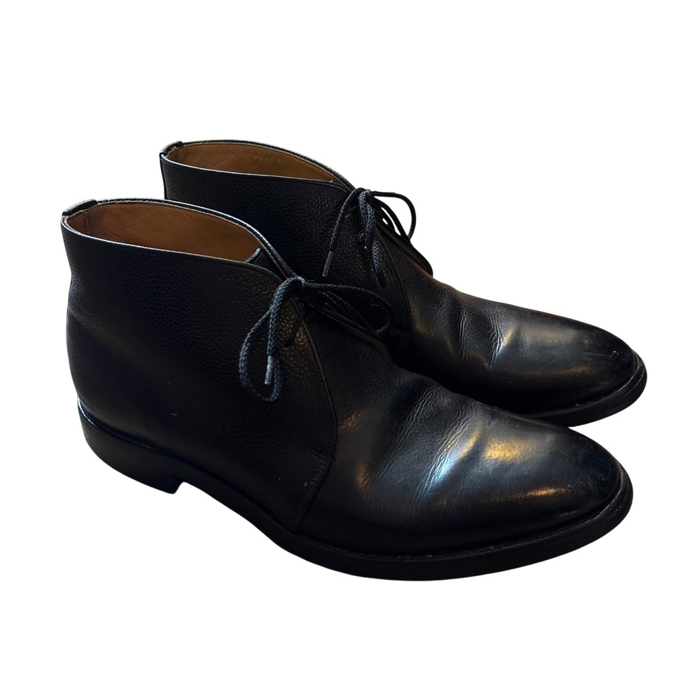 Peal & Co Menswear Made in England Black Dainite Sole Leather Dress Chukka Boots